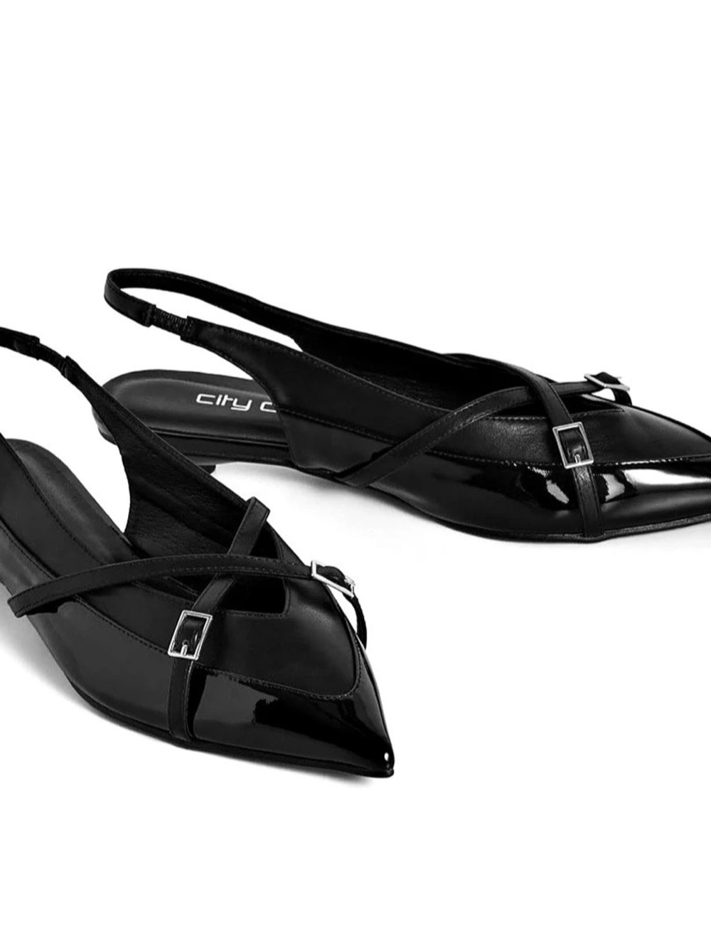 City Chic Slide Miami Pointed Toe Slingback Heels in Black US 10W Like New